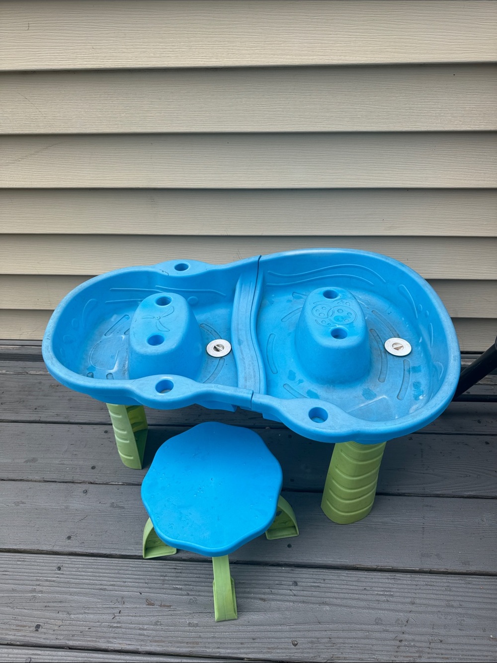 Blue and Green Kids Sand & Water Activity Table with Stool